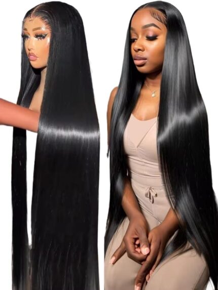 Hair Wigs 46 50 Inch 13x4 13x6 HD Transparent Bone Straight Lace Front Wigs