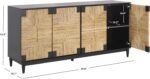 SAFAVIEH Couture Collection Roseanne Black/Natural Banana Stem 4-Door Sideboard Buffet Storage Table - Image 2