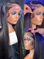 Hair Wigs 46 50 Inch 13x4 13x6 HD Transparent Bone Straight Lace Front Wigs - Image 3