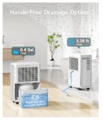 2000 Sq. Ft Dehumidifier for Basement, 30 Pint Dehumidifiers for Home, Bedroom and Bathroom, 3 Modes Dehumidifier with Drain Hose, Smart Humidity Control, 24H Timer (Off-White) - Image 3