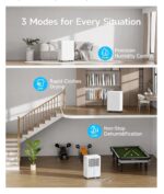 2000 Sq. Ft Dehumidifier for Basement, 30 Pint Dehumidifiers for Home, Bedroom and Bathroom, 3 Modes Dehumidifier with Drain Hose, Smart Humidity Control, 24H Timer (Off-White) - Image 2