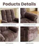 Oversized Swivel Rocker Recliner with Massage and Heat, 26" Extra Wide Manual Recliner for Adults & Big Man, Overstuffed Rocking Chair with High Back for Living Room, Coffee Chenille - Image 2