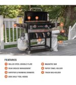 Blackstone 1962 Air Fryer Combo & Two Burners Stainless Steel Gas Hood, Wheels, Two Side Shelf – Heavy Duty Outdoor Griddle Station for Backyard, Patio, 28 inch Black - Image 2