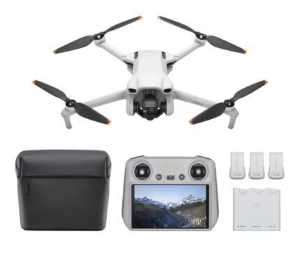 DJI Mini 3 Fly More Combo (DJI RC), Drones with Camera for Adults 4K, 3 Batteries for 114-min Flight Time, Vertical Shooting, 32800ft (10km) Video Transmission, Lightweight Mini Drone for Beginners