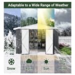 10x12 FT Outdoor Storage Shed, Garden Shed with Updated Frame Structure and Lockable Doors, Metal Tool Sheds for Backyard Garden Patio Lawn, White - Image 2