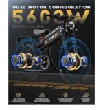 ANIIOKI Dual Motor Electric Bike for Adults, 46MPH with 52/60V | Battery | Fat Tire All Terrain | Full Suspension | 7-Speed Gear | 70/80AH Battery Capacity - Image 5