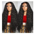 20inch 13x6 Lace Front Wigs Pre Plucked 250% Density Water Wave HD Transparent Curly Lace Frontal Wet and Wavy Human Hair Wigs With Baby Hair Natural Black