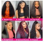 20inch 13x6 Lace Front Wigs Pre Plucked 250% Density Water Wave HD Transparent Curly Lace Frontal Wet and Wavy Human Hair Wigs With Baby Hair Natural Black - Image 3