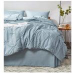 8Pcs Pinch Pleated Comforter Bedding Collection 100% Cotton 500 GSM in A Bag 1Comforter,1Fitted Sheet 15''DP,1Flat Sheet,2Pillow Shams,2Pillow Cases,1Pleated Bed Skirt 15''Drop,Twin/Pinch Light Blue - Image 2