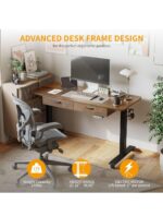 Cubiker Standing Desk with 2 Wooden Drawers, 48x24 Inches Adjustable Height Electric Stand up Desk, Ergonomic Workstation Black Frame/Fir Brown Top - Image 4