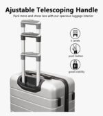 VANELC 3 Piece Hard Shell Luggage sets with TSA Lock Spinner Wheel ABS Lightweights Checked Convenient Stackable Suitcase Woman Men (20/24/28) (Silver Grey, 3PCS) - Image 6