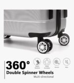 VANELC 3 Piece Hard Shell Luggage sets with TSA Lock Spinner Wheel ABS Lightweights Checked Convenient Stackable Suitcase Woman Men (20/24/28) (Silver Grey, 3PCS) - Image 5