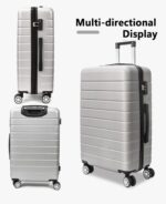VANELC 3 Piece Hard Shell Luggage sets with TSA Lock Spinner Wheel ABS Lightweights Checked Convenient Stackable Suitcase Woman Men (20/24/28) (Silver Grey, 3PCS) - Image 4