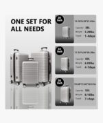 VANELC 3 Piece Hard Shell Luggage sets with TSA Lock Spinner Wheel ABS Lightweights Checked Convenient Stackable Suitcase Woman Men (20/24/28) (Silver Grey, 3PCS) - Image 3